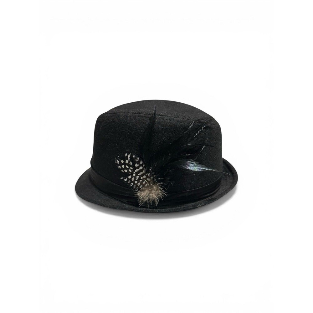 Men’s Trilby Pork Pie Hat Size 58 Feather Cluster Retro Boardwalk Empire Mobster